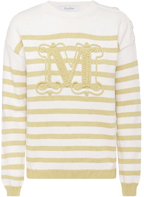(Women) 'S Max Mara MaxMara SS22 Striped Letter Crewneck Sweater Yellow 13610321600-009 Buy (Women) 'S Max Mara MaxMara SS22 Striped Letter Crewneck Sweater Yellow 13610321600-009