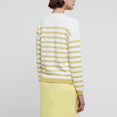 (Women) 'S Max Mara MaxMara SS22 Striped Letter Crewneck Sweater Yellow 13610321600-009 Purchase (Women) 'S Max Mara MaxMara SS22 Striped Letter Crewneck Sweater Yellow 13610321600-009