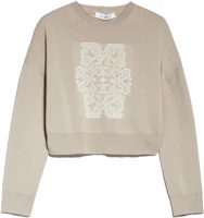 (Women) 'S Max Mara MaxMara SS23 Beige Long-Sleeve Crewneck Short Knit Sweater. 1366123906014-SIR (Women) 'S Max Mara MaxMara SS23 Beige Long-Sleeve Crewneck Short Knit Sweater. 1366123906014-SIR