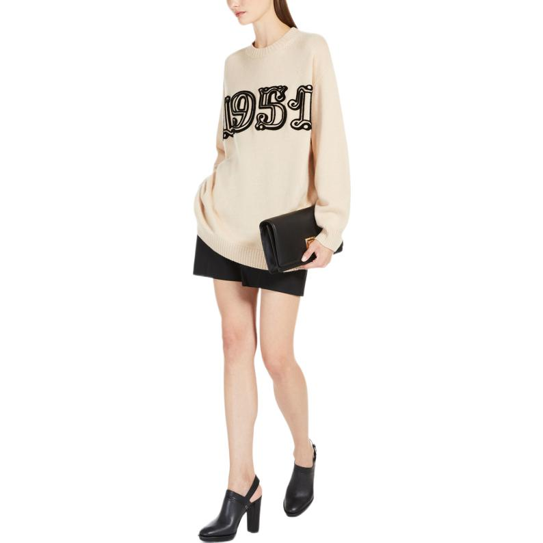 (Women) 'S Max Mara MaxMara SS23  Beige Wool-Blend Sweater Bard Digital Print Long Sleeve 1361143106015-BARD 圖 5