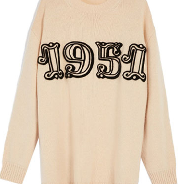 (Women) 'S Max Mara MaxMara SS23  Beige Wool-Blend Sweater Bard Digital Print Long Sleeve 1361143106015-BARD 圖 8