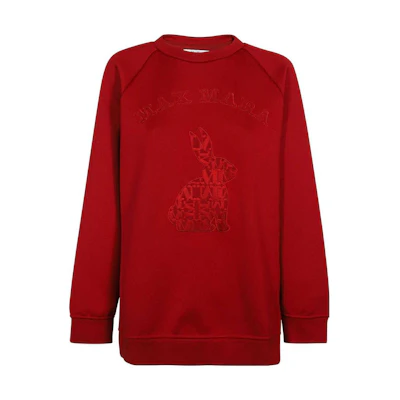 (Women) 'S Max Mara MaxMara SS23 Red Crewneck Rabbit Print Sweatshirt 2319210131600-001