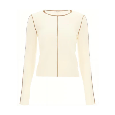 (Women) 'S Max Mara MaxMara SS23 Solid Color Crewneck Pullover Sweater Off-White 13660819-600-010