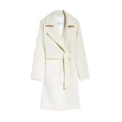 (Women) 'S Max Mara MaxMara SS23 White Belted Long Sleeve Coat with Lapel. 1016033306