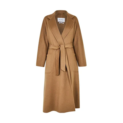 (Women) 'S Max Mara MaxMara SS23 Ludmilla Camel Tie-Waist Long Sleeve Mid-Length Coat for Women. 1011083106068-LUDMILLA