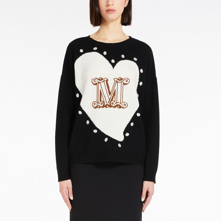 Shop (Women) 'S Max Mara MaxMara SS23 Lunar New Year Panaria Logo Knit Crewneck Sweater Women Black. 2313611131600-PANARIA