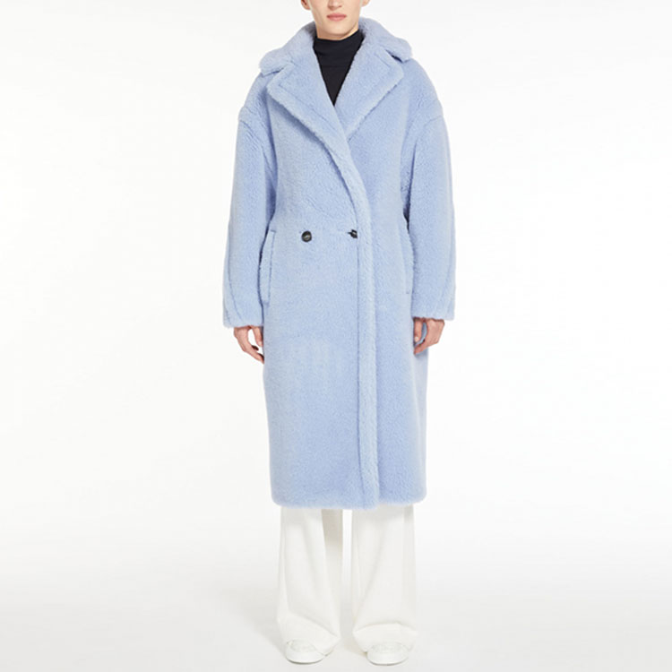 Lookbook (W) 막스마라 SS23 테드걸 블루 미드길이 솔리드 컬러 코트. 1011033106007-TEDGIRL