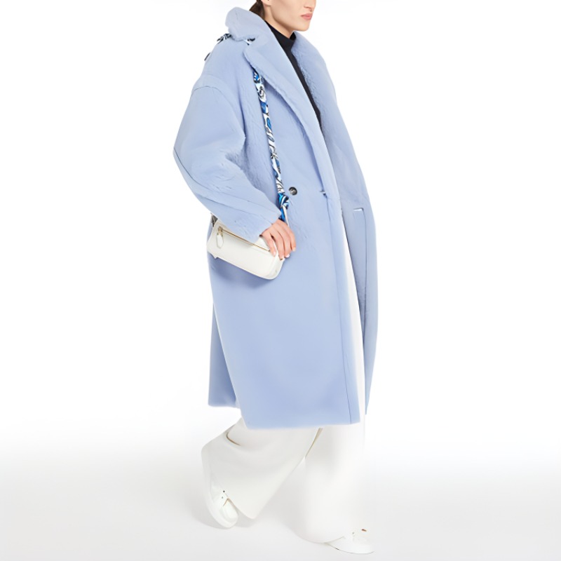 Details for (W) 막스마라 SS23 테드걸 블루 미드길이 솔리드 컬러 코트. 1011033106007-TEDGIRL