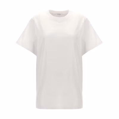 (Women) 'S Max Mara MaxMara SS24 White Crewneck Embroidered Logo Short-Sleeve T-Shirt 2421946021