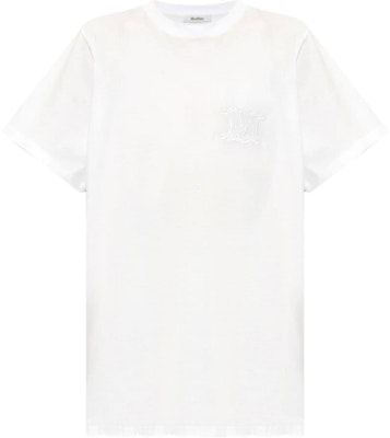 (W) 막스마라 SS24 화이트 로고 자수 반팔 크루넥 티셔츠 2421946021 Order (W) 막스마라 SS24 화이트 로고 자수 반팔 크루넥 티셔츠 2421946021