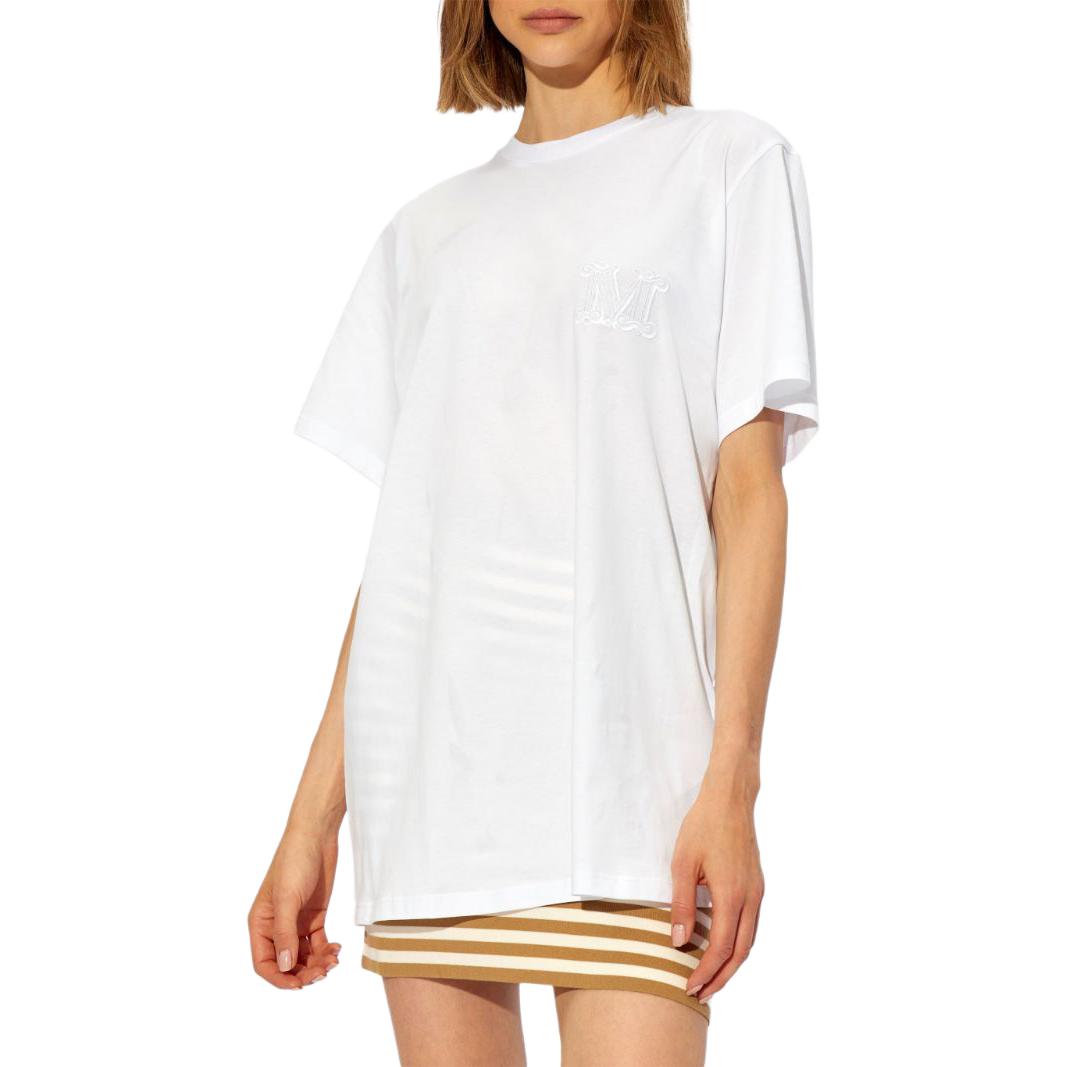 Lookbook (W) 막스마라 SS24 화이트 로고 자수 반팔 크루넥 티셔츠 2421946021