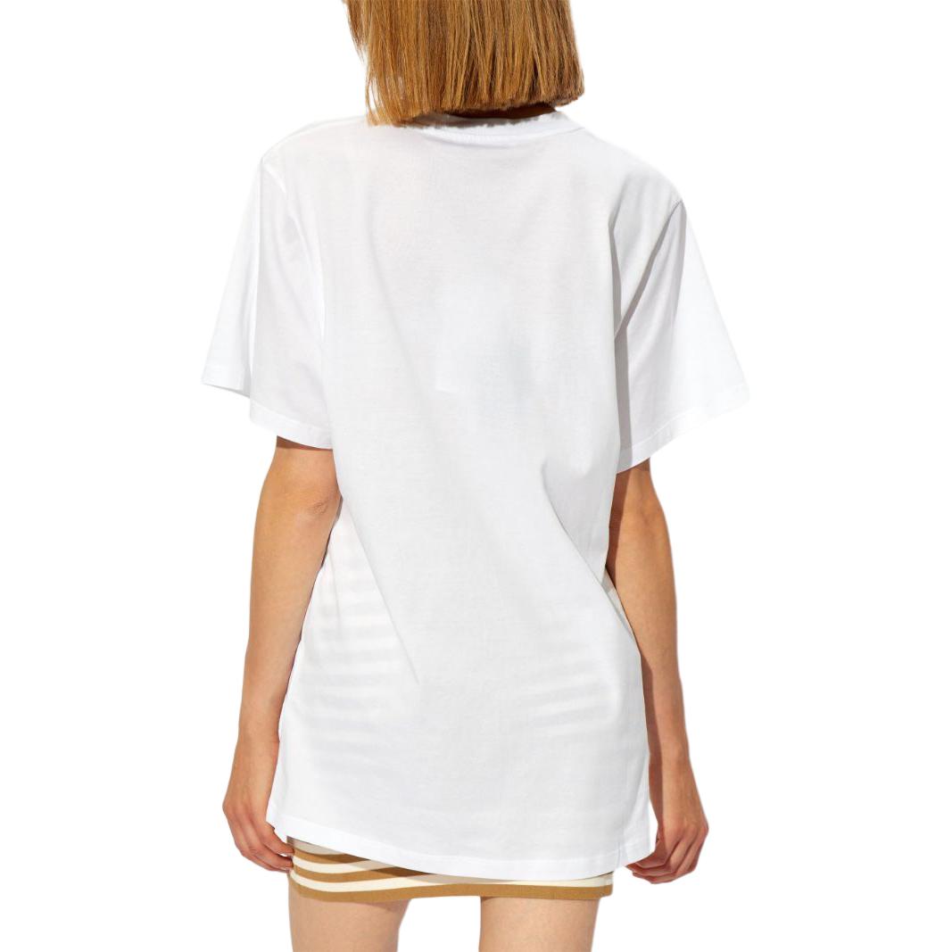 Shop (W) 막스마라 SS24 화이트 로고 자수 반팔 크루넥 티셔츠 2421946021