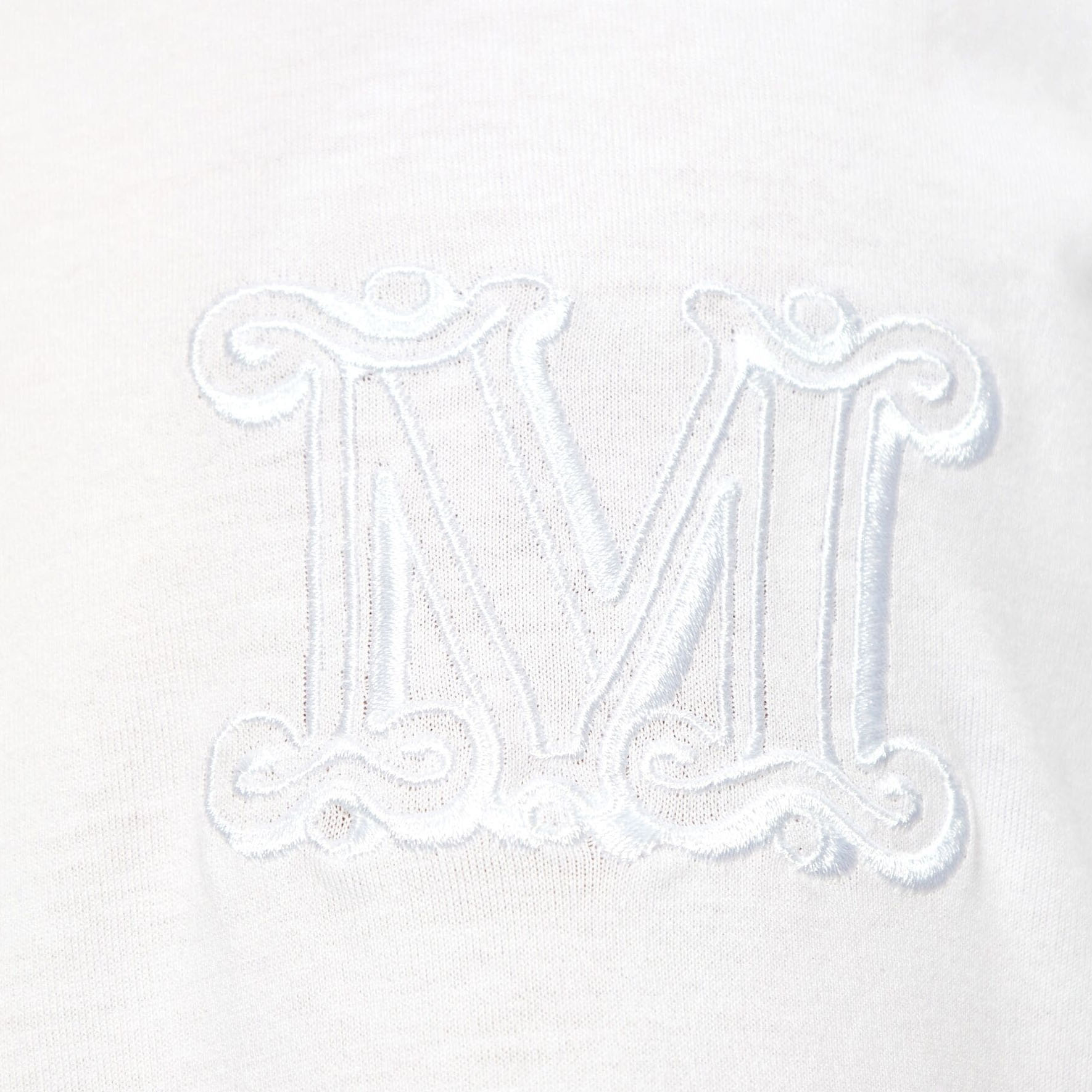 Details for (W) 막스마라 SS24 화이트 로고 자수 반팔 크루넥 티셔츠 2421946021