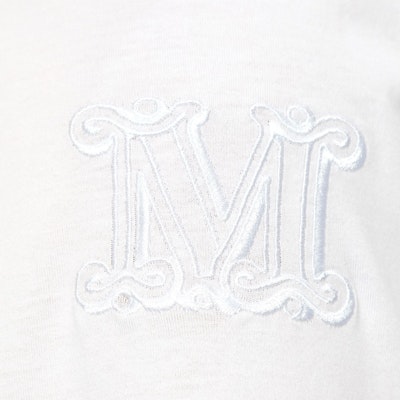 (W) 막스마라 SS24 화이트 로고 자수 반팔 크루넥 티셔츠 2421946021 Details for (W) 막스마라 SS24 화이트 로고 자수 반팔 크루넥 티셔츠 2421946021