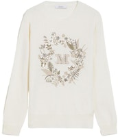 (Women) 'S Max Mara MaxMara SS24 Floral Embroidered Crewneck Sweater White Long Sleeve 1361094106 (Women) 'S Max Mara MaxMara SS24 Floral Embroidered Crewneck Sweater White Long Sleeve 1361094106