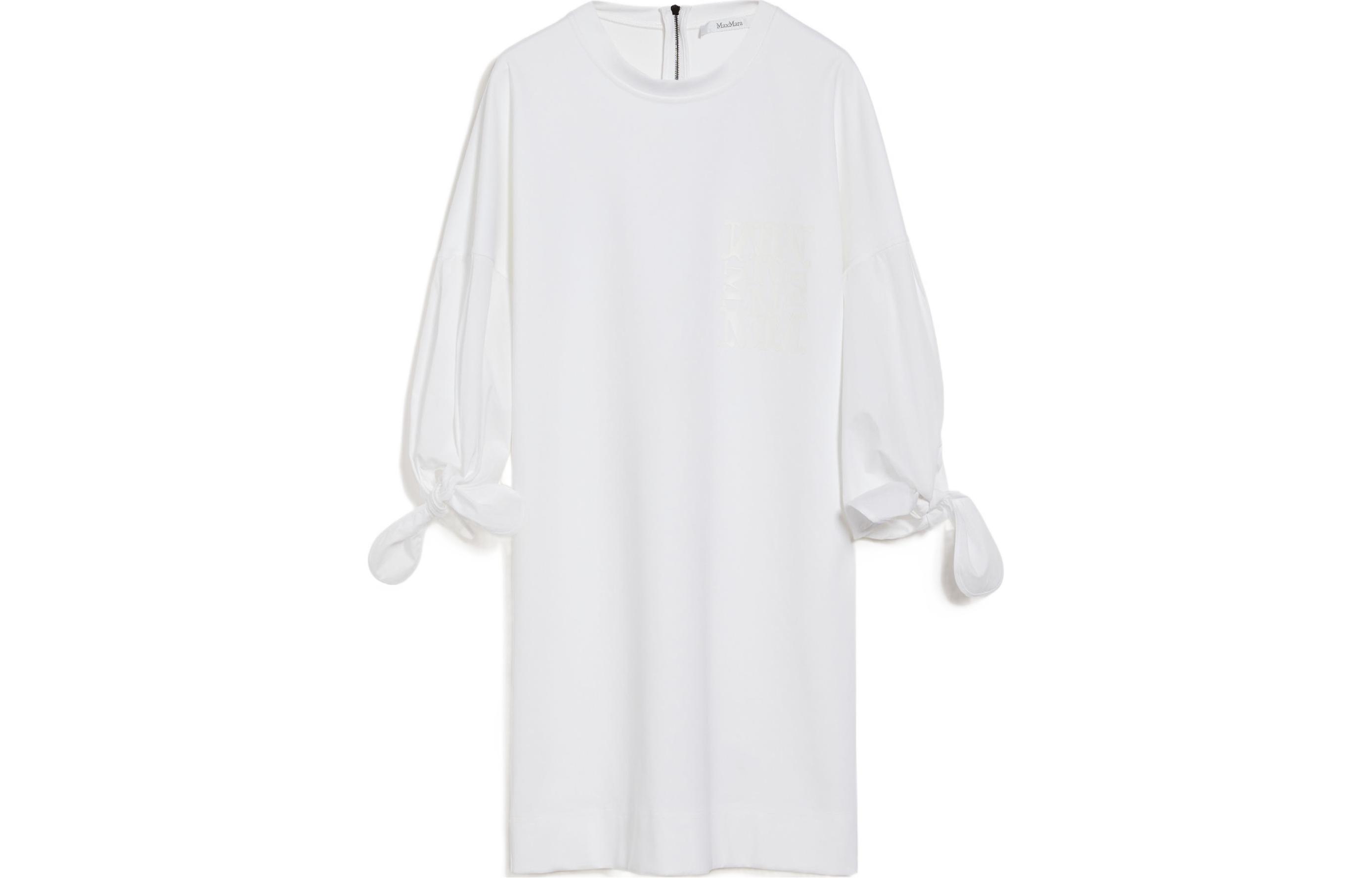 Order (Women) 'S Max Mara MaxMara SS25  White Long Sleeve Zip-Up Midi Dress 1621034206-001