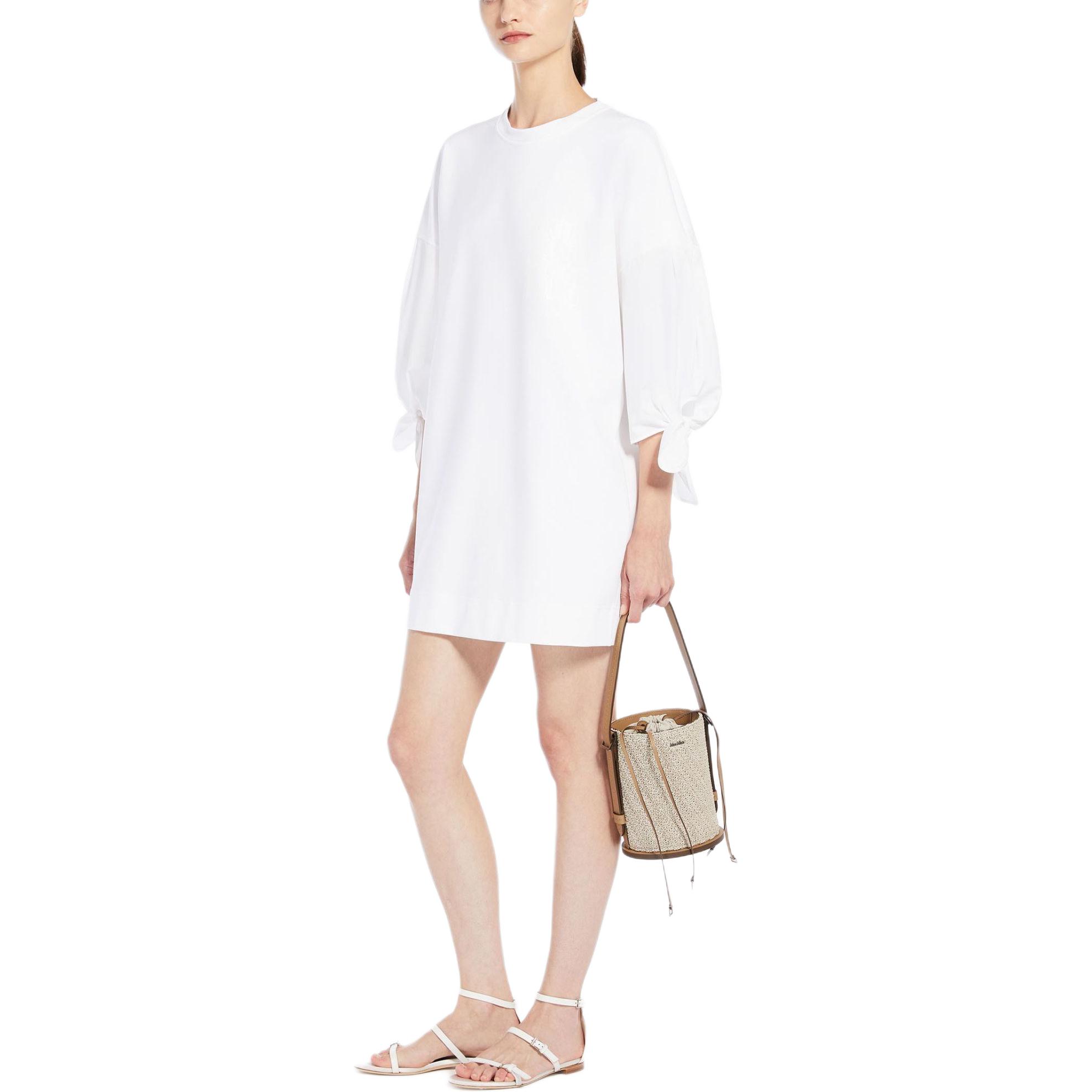 Purchase (Women) 'S Max Mara MaxMara SS25  White Long Sleeve Zip-Up Midi Dress 1621034206-001