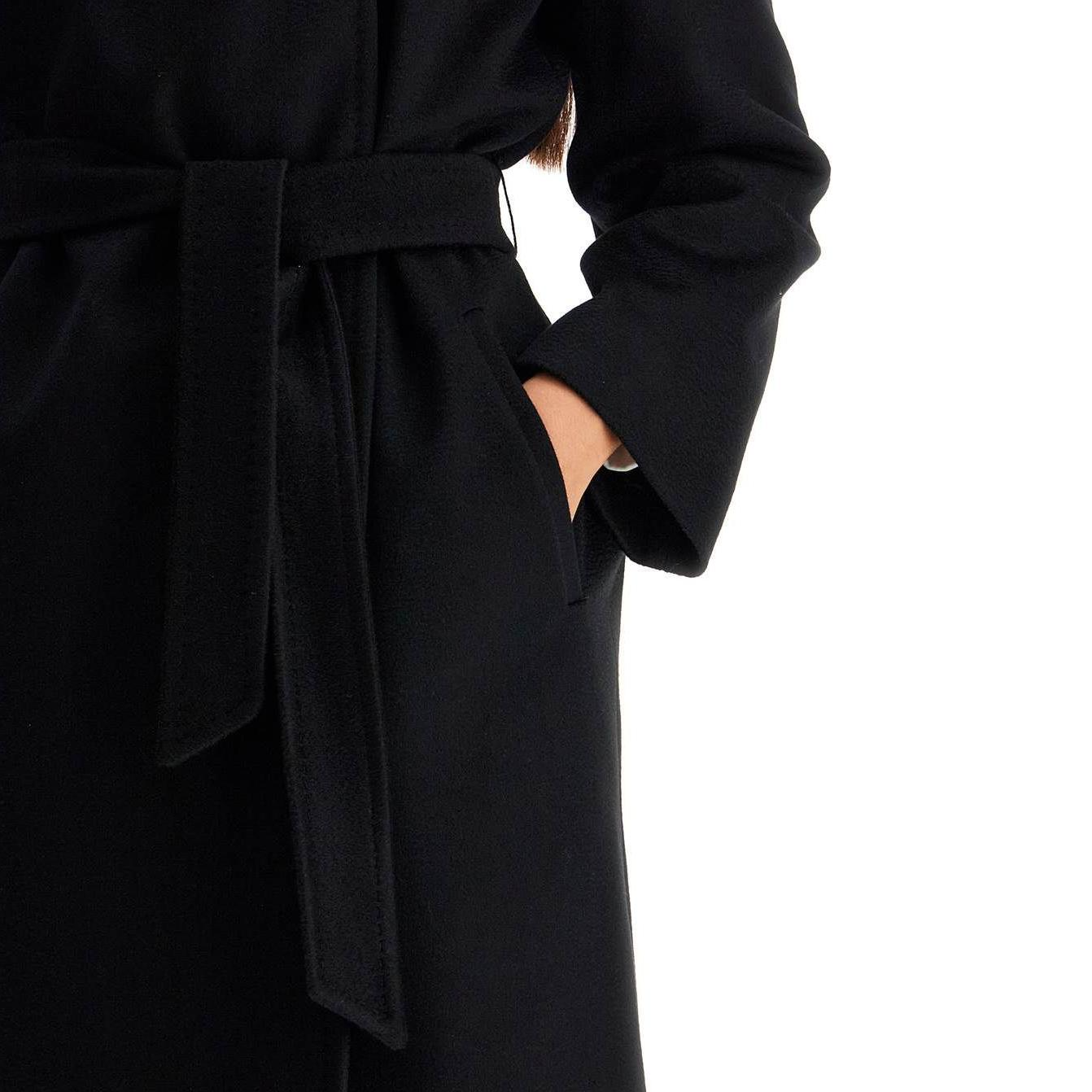 Details for (Women) 'S Max Mara MaxMara Studio  Black Hooded Long Sleeve Coat with Buttons 6016114106-013