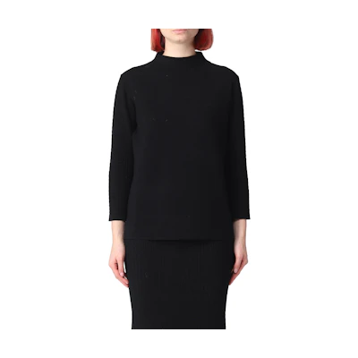 (Women) 'S Max Mara MaxMara Studio Black Long-Sleeve Crewneck Pullover Sweater 2363661539600-001