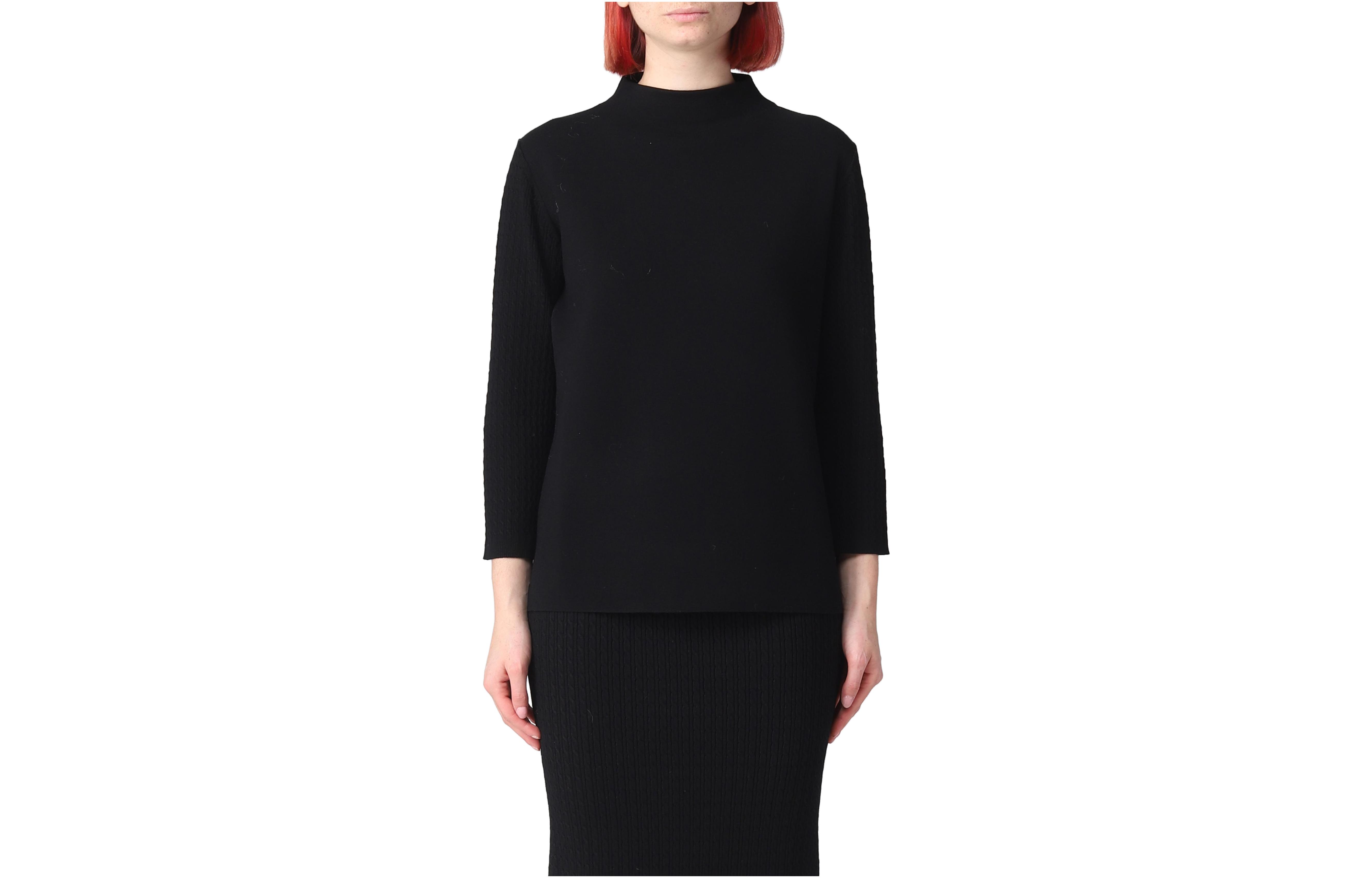 (Women) 'S Max Mara MaxMara Studio  Black Long-Sleeve Crewneck Pullover Sweater 2363661539600-001 圖 2