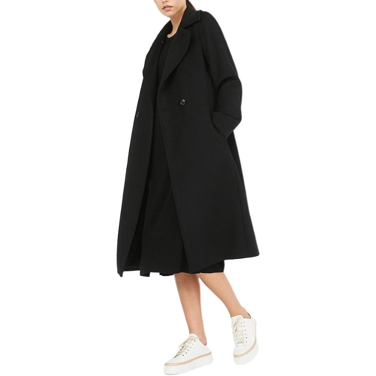 Purchase (W) ''S Max Mara MaxMara Studio Abrigo Largo Negro con Solapa y Diseño de Un Botón 6016104106013-BCOLLAG