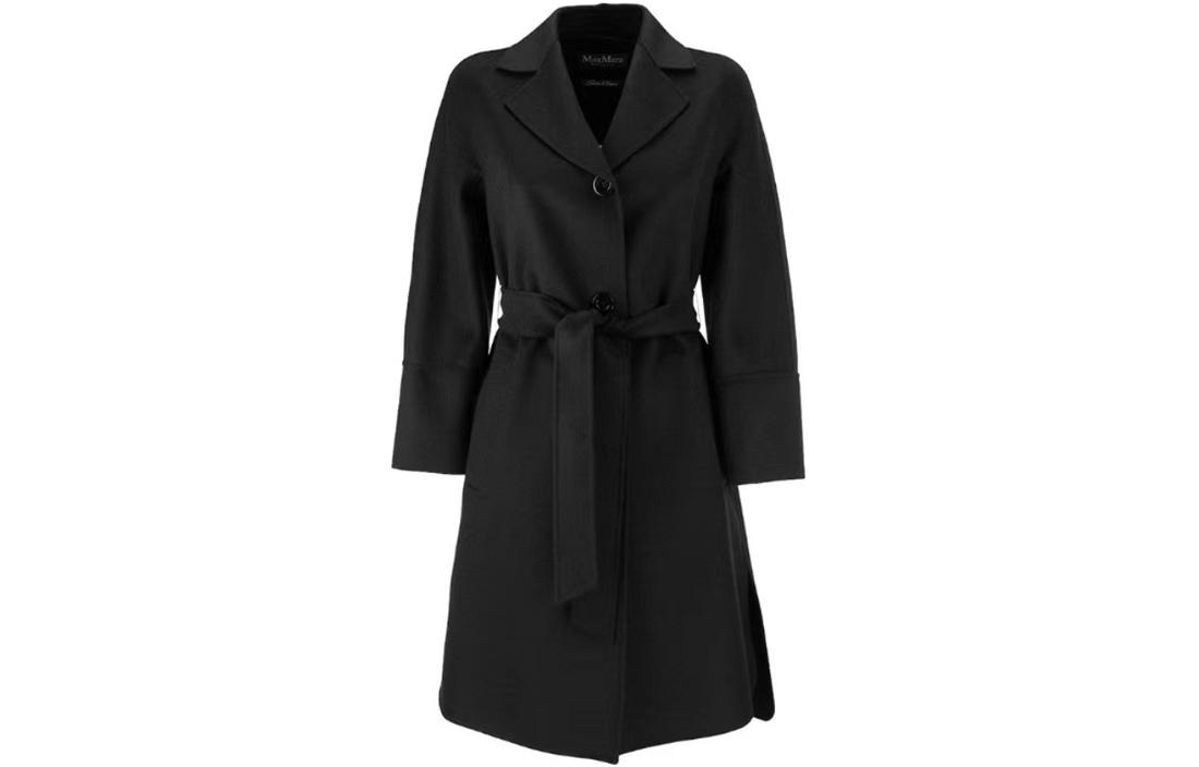 (Women) 'S Max Mara MaxMara Studio  Black Single-Breasted Belted Coat. 60110111-007 圖 2