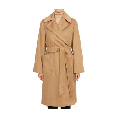 (Women) 'S Max Mara MaxMara Studio Brown Belted Loose-Fit Mid-Length Overcoat 60161439600-006