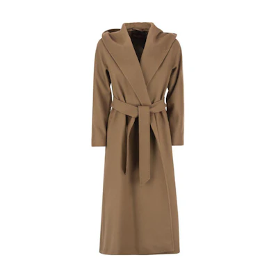 (Women) 'S Max Mara MaxMara Studio Camel Long Belted Solid Color Coat 2360161239600-006