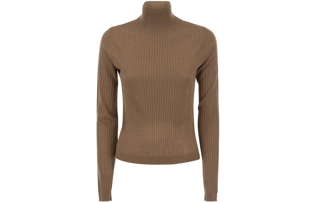 Order (W) ''Max Mara Studio Camel Turtleneck Slim-Fit Baju Lengan Panjang Rajut'' 2363660439600006