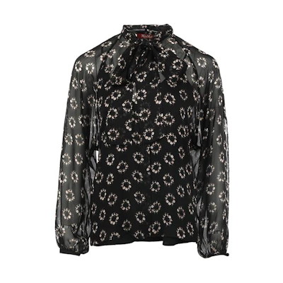 (Women) 'S Max Mara MaxMara Studio Chiffon Blouse with Ballet Dancer Print Long Sleeves 2416261021000002-BALDI