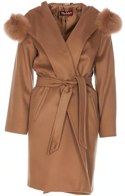 (Women) 'S Max Mara MaxMara Studio Hooded Solid Belted Coat 2360161139600-006 Buy (Women) 'S Max Mara MaxMara Studio Hooded Solid Belted Coat 2360161139600-006