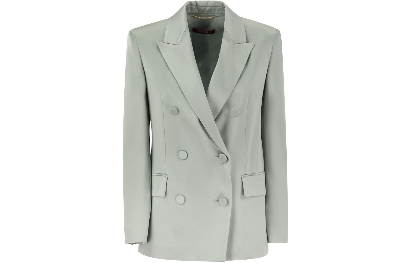 (Women) 'S Max Mara MaxMara Studio  Light Green Double-Breasted Long Sleeve Blazer 2416041043600-004