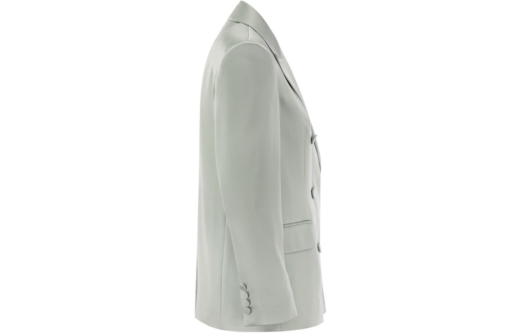 Shop (Women) 'S Max Mara MaxMara Studio  Light Green Double-Breasted Long Sleeve Blazer 2416041043600-004