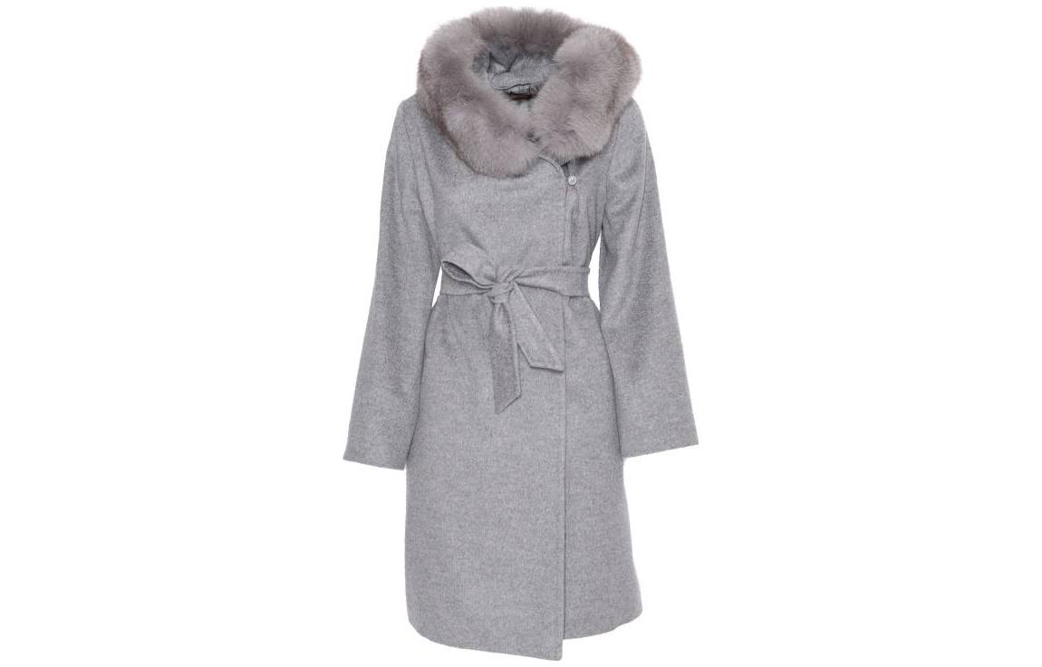 Order (W) ''塞马克斯玛拉 MaxMara Studio 灰色长款连帽系腰带纯色外套'' 2360162033600-011