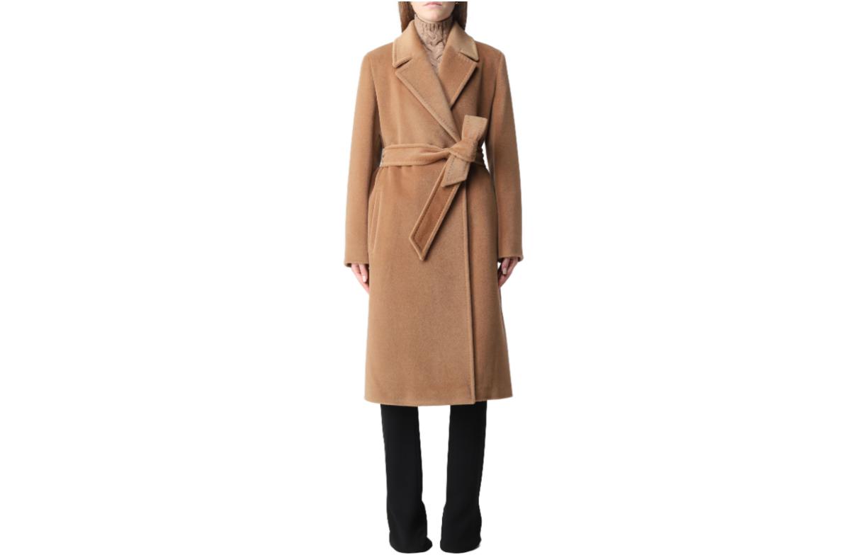 (Women) 'S Max Mara MaxMara Studio  Mid-Length Solid Brown Coat with Notched Lapel. 2360161233600-002 圖 2