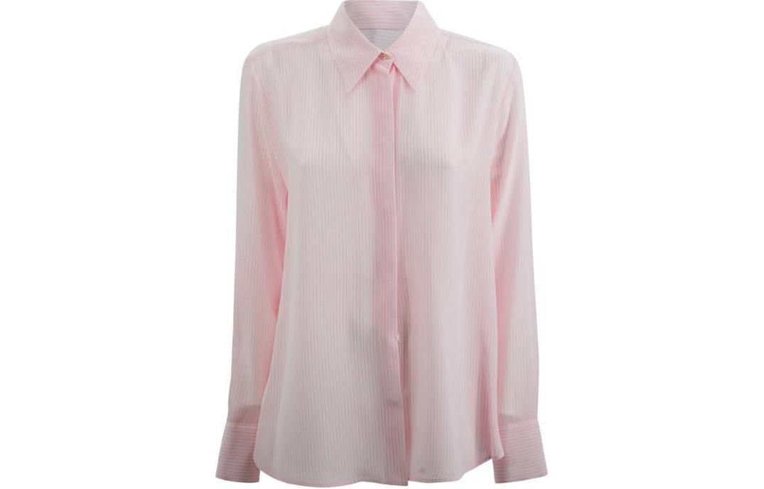 (Women) 'S Max Mara MaxMara Studio  Pink Striped Long-Sleeve Shirt with Collar. 2416111031600001