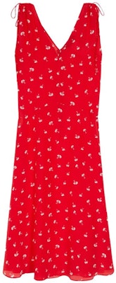 (Women) 'S Max Mara MaxMara Studio Red Silk V-Neck Sleeveless Printed Dress. 6221013106002-CANON Order (Women) 'S Max Mara MaxMara Studio Red Silk V-Neck Sleeveless Printed Dress. 6221013106002-CANON