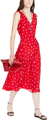 (Women) 'S Max Mara MaxMara Studio Red Silk V-Neck Sleeveless Printed Dress. 6221013106002-CANON Purchase (Women) 'S Max Mara MaxMara Studio Red Silk V-Neck Sleeveless Printed Dress. 6221013106002-CANON