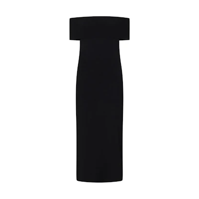 (Women) 'S Max Mara MaxMara Studio Slim Off-Shoulder Midi Sleeveless Dress - Black 2416321022600-006