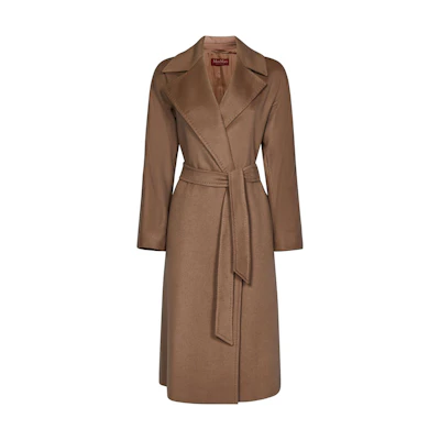 (Women) 'S Max Mara MaxMara Studio Solid Color Belted Mid-Length Fitted Coat 2360160939600-014