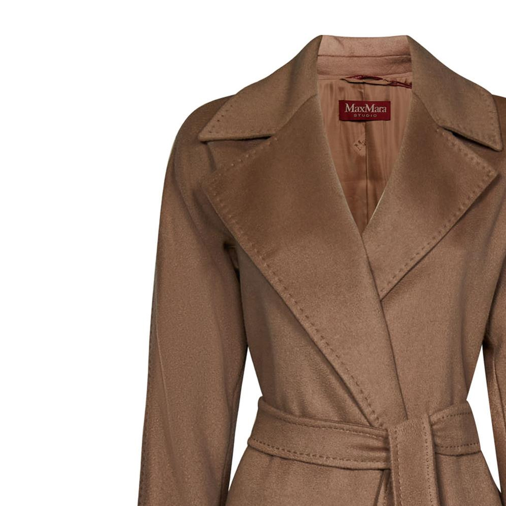 (Women) 'S Max Mara MaxMara Studio  Solid Color Belted Mid-Length Fitted Coat 2360160939600-014 圖 4