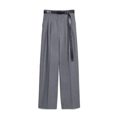 (Women) 'S Max Mara MaxMara Studio Straight-Leg Casual Pants Grey with Zipper Closure. 6136084106003-JUANITA