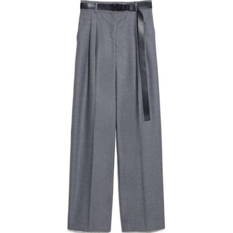 Order (Women) 'S Max Mara MaxMara Studio  Straight-Leg Casual Pants Grey with Zipper Closure. 6136084106003-JUANITA