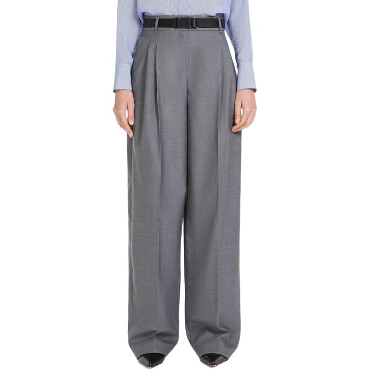 Shop (Women) 'S Max Mara MaxMara Studio  Straight-Leg Casual Pants Grey with Zipper Closure. 6136084106003-JUANITA