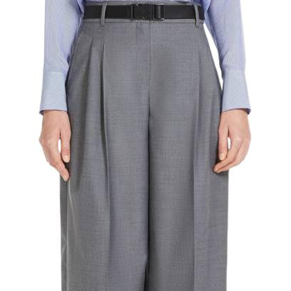Sizing (Women) 'S Max Mara MaxMara Studio  Straight-Leg Casual Pants Grey with Zipper Closure. 6136084106003-JUANITA