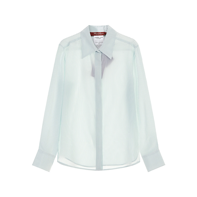 Order (Women) 'S Max Mara MaxMara Studio  Striped Print Light Blue Long Sleeve Shirt. 1611103106002-GONG