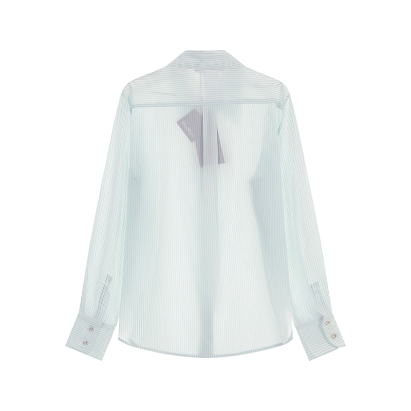 Lookbook (Women) 'S Max Mara MaxMara Studio  Striped Print Light Blue Long Sleeve Shirt. 1611103106002-GONG