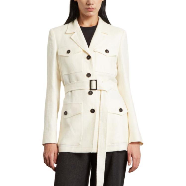 Order (Women) 'S Max Mara MaxMara Studio  White Single-Breasted Long-Sleeve Jacket 6041023106-011