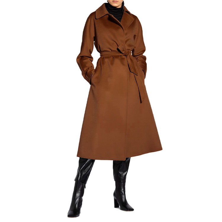 Lookbook (W) ''S Max Mara MaxMara Studio Abelia Mantel Belted Coklat Panjang Sedang. 60162119000059-ABELIA