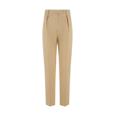 (Women) 'S Max Mara MaxMara Studio Calante Beige Pleated Zip Casual Suit Pants. 6131073106002-CALANTE